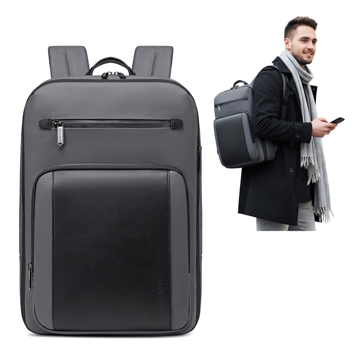 Miejski plecak Arctic Hunter | Laptop 15,6" | Rozszerzalny | Bezpłatny do samolotu – Szary