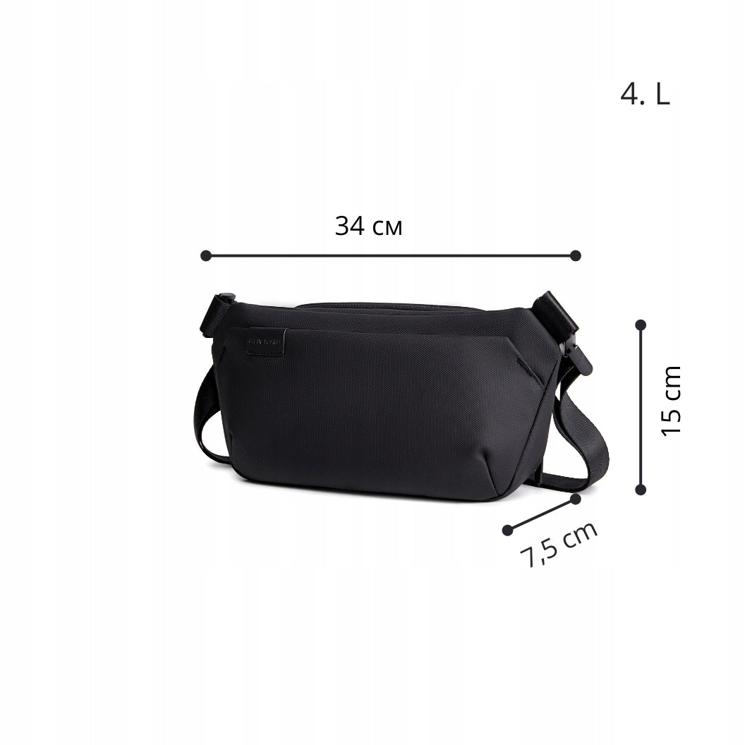 Black men's women's shoulder bag, urban, waterproof, elegant, stylish, 4 L, Arctic Hunter Y00569Black