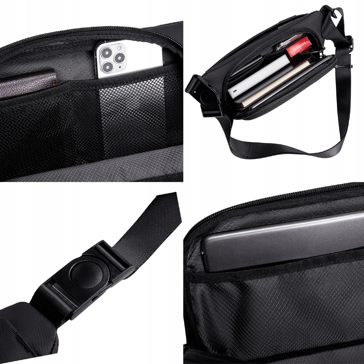 Black men's women's shoulder bag, urban, waterproof, elegant, stylish, 4 L, Arctic Hunter Y00569Black