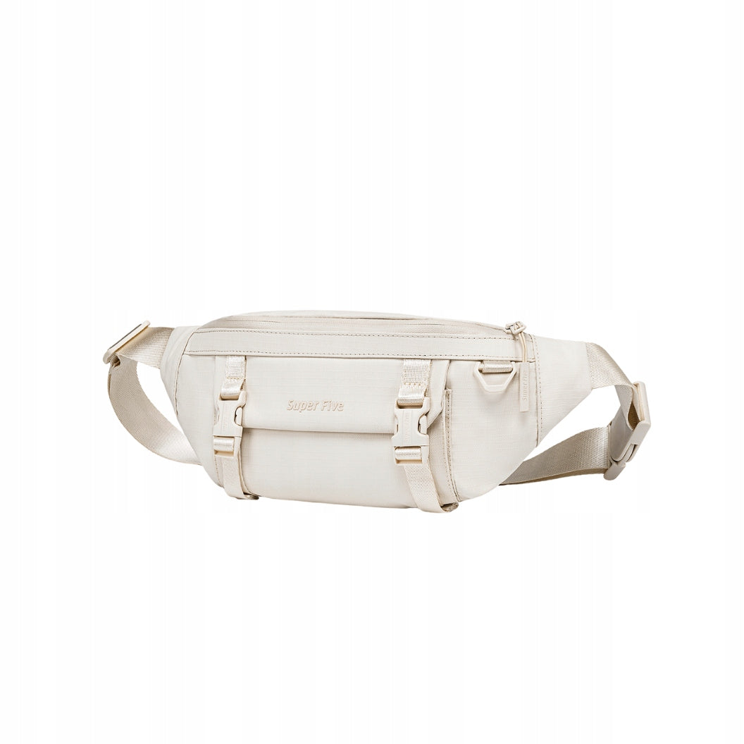 Women's white waist bag, urban waist and shoulder bag, youthful, stylish, waterproof, 3.5 L, Super Five FXB755White