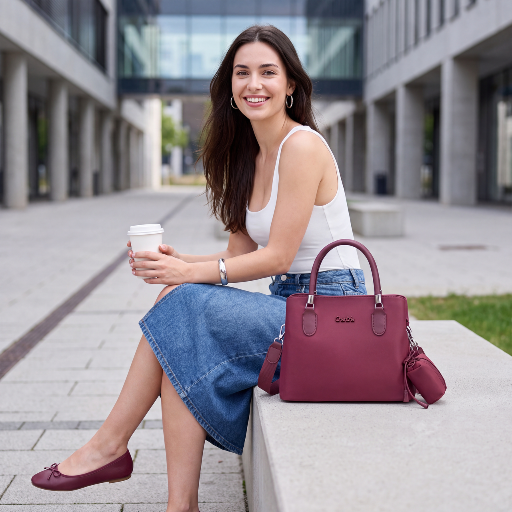 Women's Shoulder Bag Chantria | 2 Independent Compartments, Pockets & Earphone Case | Waterproof Nylon – Berry