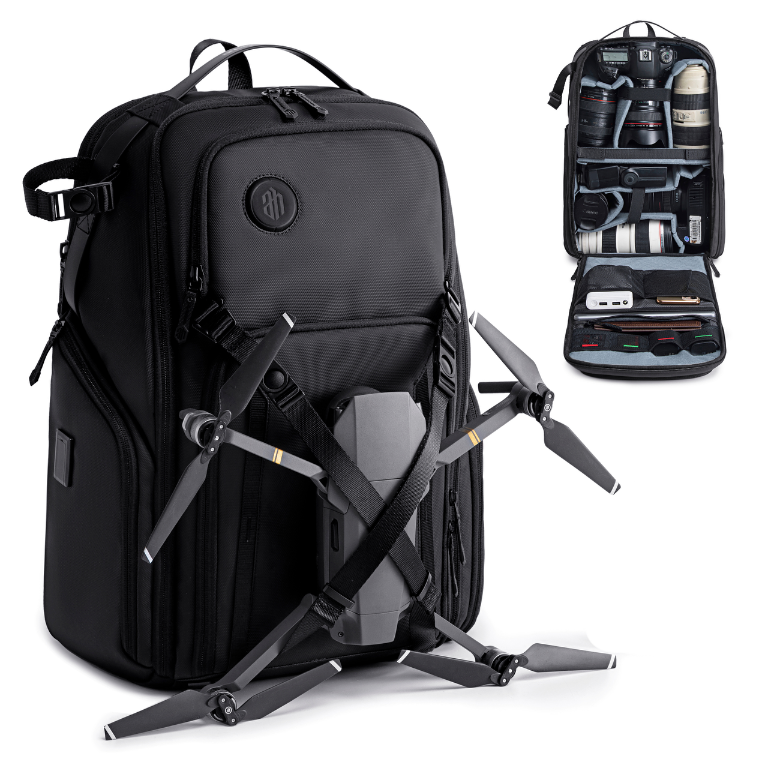Plecak fotograficzny Arctic Hunter na drona i aparat | Laptop 15.6" | Mocowanie na statyw | Przegrody modułowe – Czarny