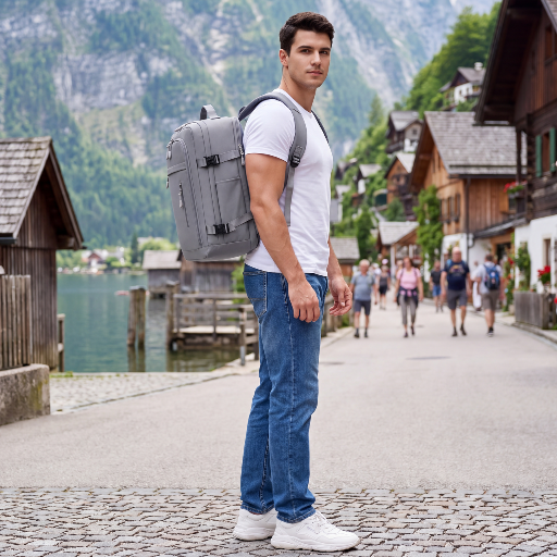 Cabin Travel Backpack | 40x30x20 Ryanair WizzAir | Expandable | Free Carry-On – Grey