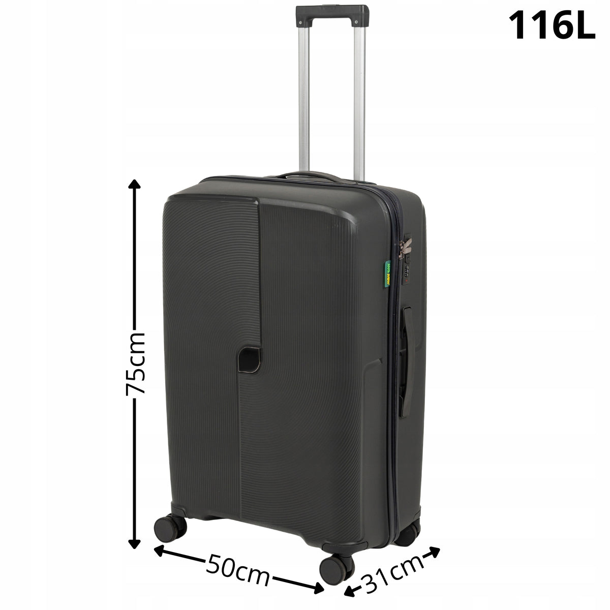 Walizka duża ciemnoszara na kółkach - elegancka, lekka i pojemna walizka podróżna do samolotu Wowbag 7918 L dark grey