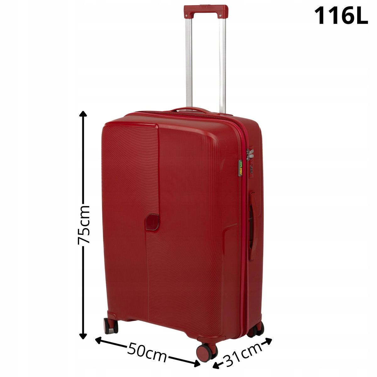 Walizka podróżna duża czerwona na kółkach - lekka, pojemna i elegancka walizka do samolotu Wowbag 7918 L red