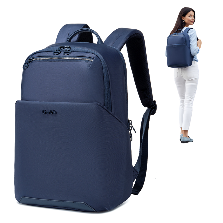 Plecak damski miejski Chantria elegancki | Na laptop 15,6" teczki A4 i książki | Do pracy na uniwersytet i styl biznesowy | Dwukomorowy | Pas na walizkę – Niebieski
