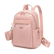 Compact Women's City Backpack Chantria Elegant | Fits iPad & Essentials | With Clip-On Earbuds Case | Smart Pockets | Luggage Strap – Powder Pink