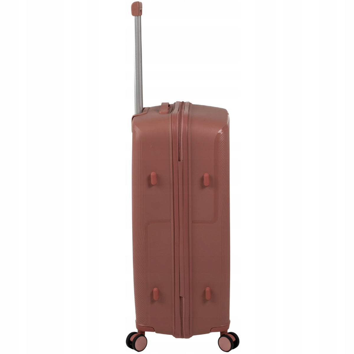 Duża walizka podróżna różowo-złota na kółkach - elegancka i pojemna walizka do samolotu Wowbag 7918 L rose gold