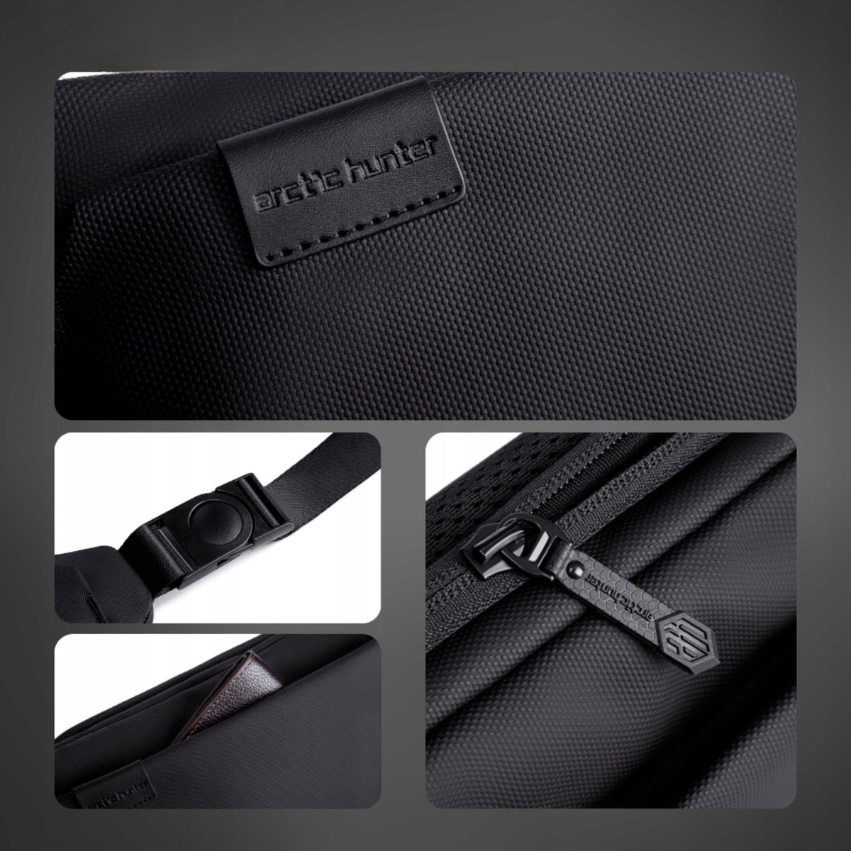 Black men's women's shoulder bag, urban, waterproof, elegant, stylish, 4 L, Arctic Hunter Y00569Black