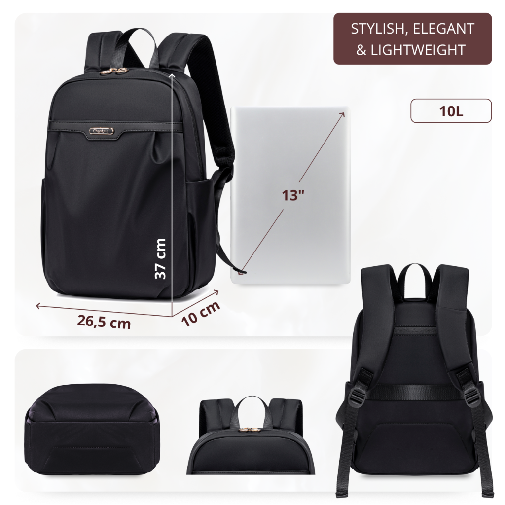 Women's Elegant City Backpack | Lightweight Water-Resistant | Fits MacBook iPad – Black
