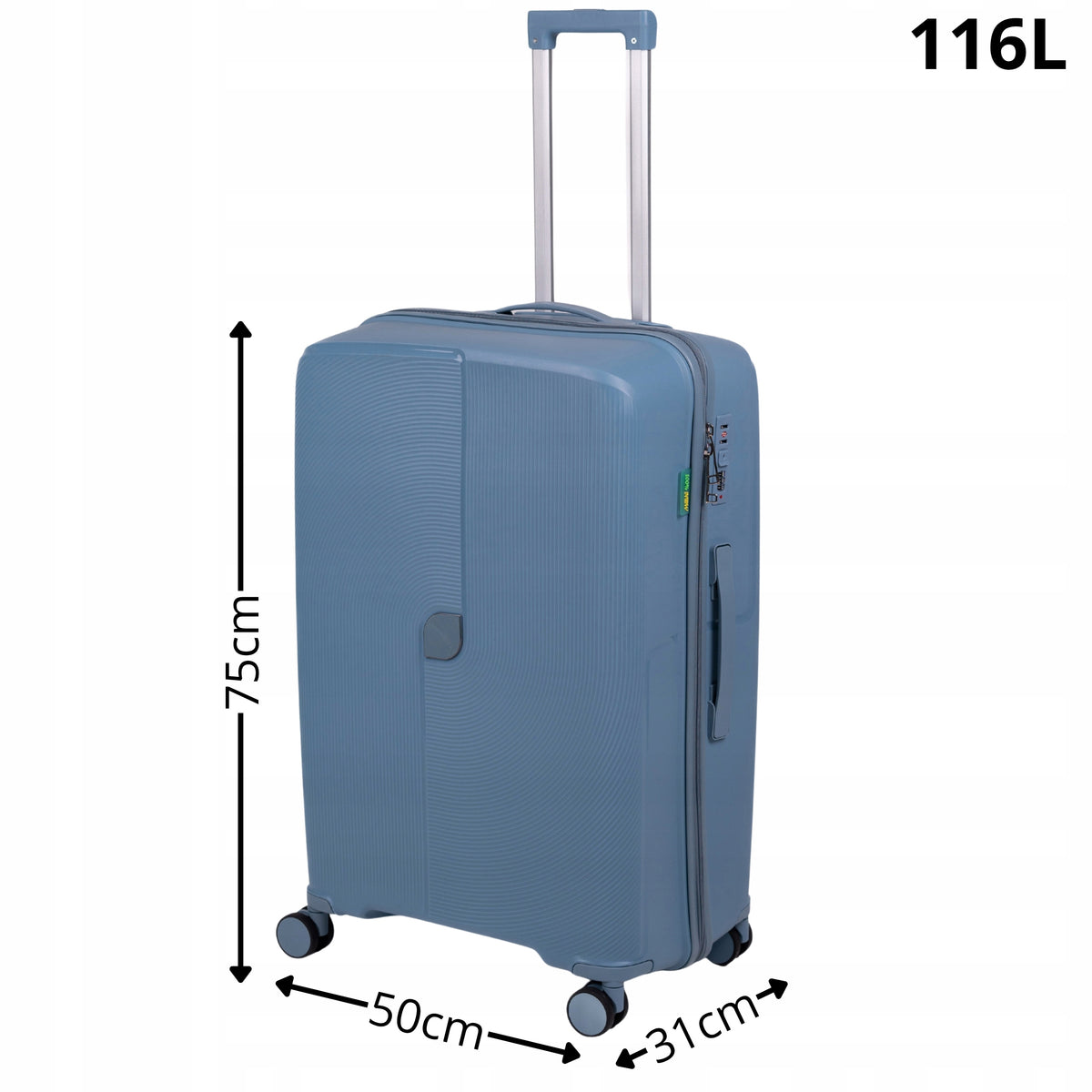 Duża walizka podróżna jasnoniebieska na kółkach - lekka, stylowa i wytrzymała do samolotu Wowbag 7918 L light blue