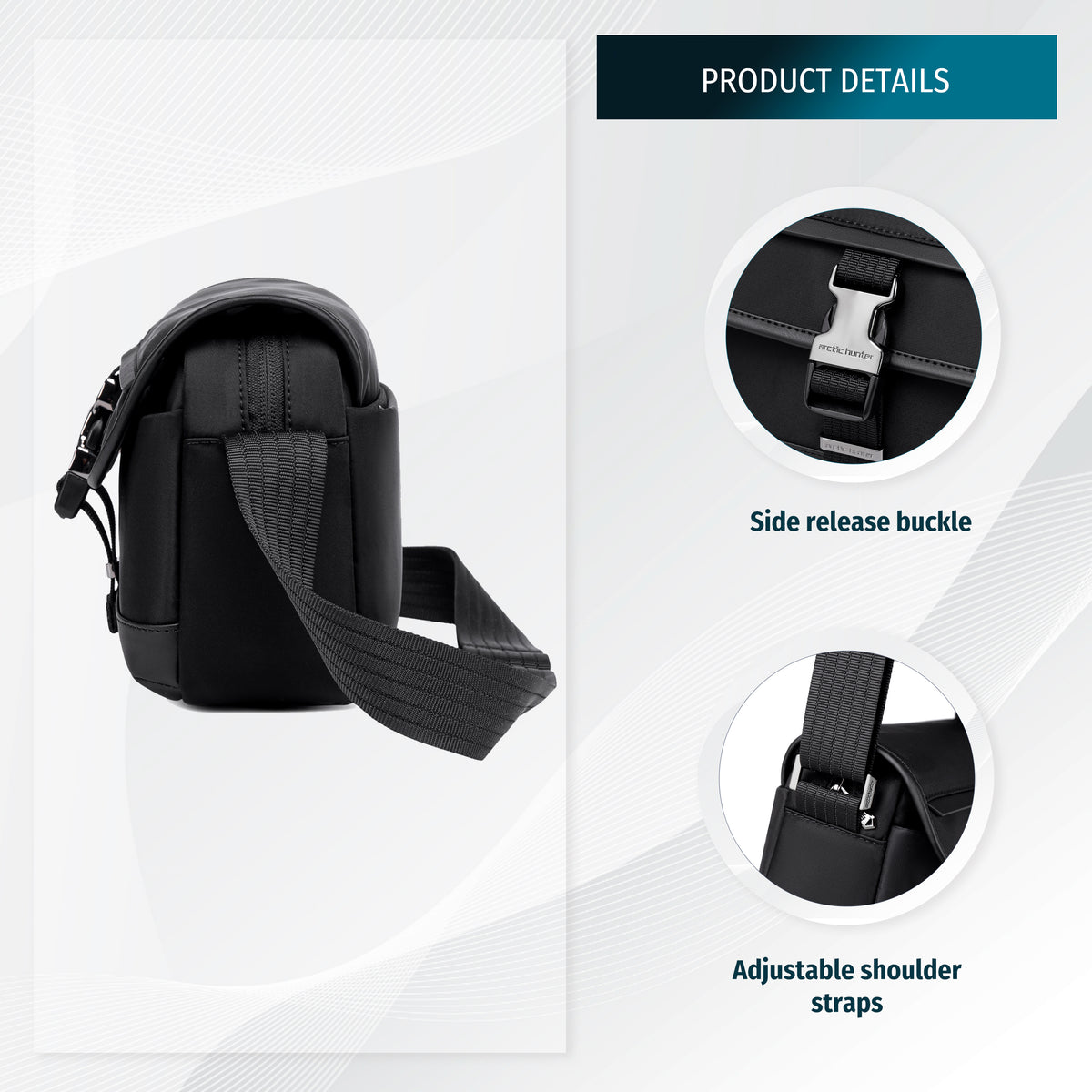 Crossbody Bag Arctic Hunter | Phone & Documents | Water resistant - Black