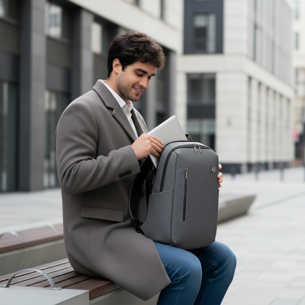 Professional Laptop 15,6" Backpack|USB charging port|Water resistant - Grey