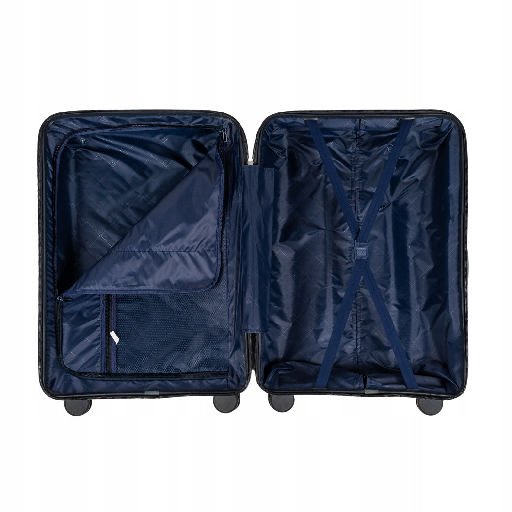 Walizka podróżna ciemnoniebieska duża na kółkach - lekka, wytrzymała i elegancka do samolotu Wowbag 7918 L dark blue