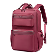 Chantria Women's Organizer Backpack | 2 Compartments, 15 Pockets | Fits 15.6" Laptop, iPad, A4 | Luggage Strap – Berry