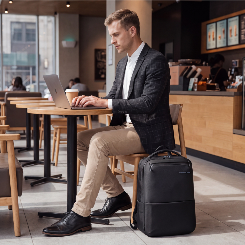 Smart Urban Backpack Arctic Hunter | Laptop 15.6" | Water-Resistant – Black