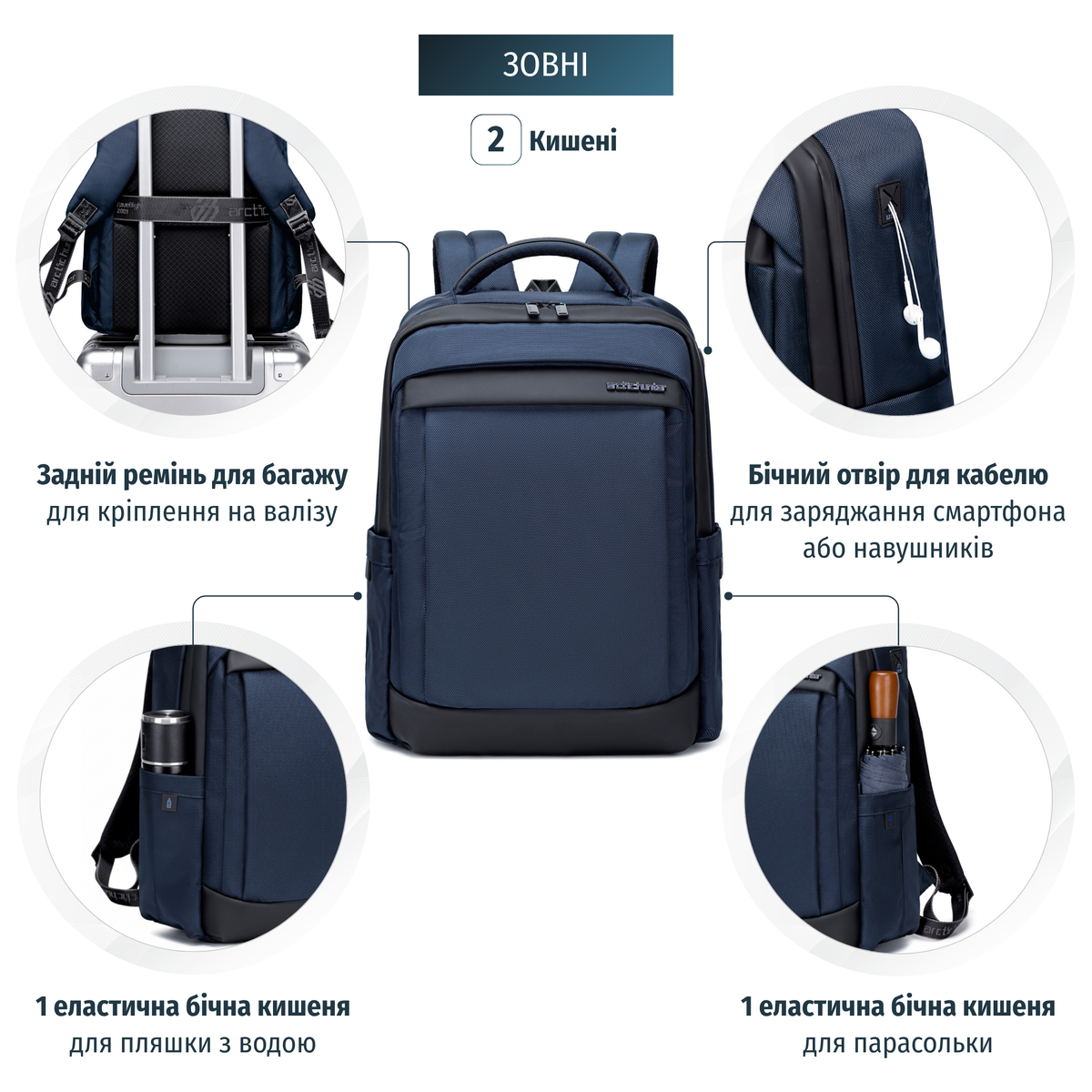 Men's Work & Study Backpack Arctic Hunter | 15.6" Laptop | Water Resistant – Blue 04 #uk