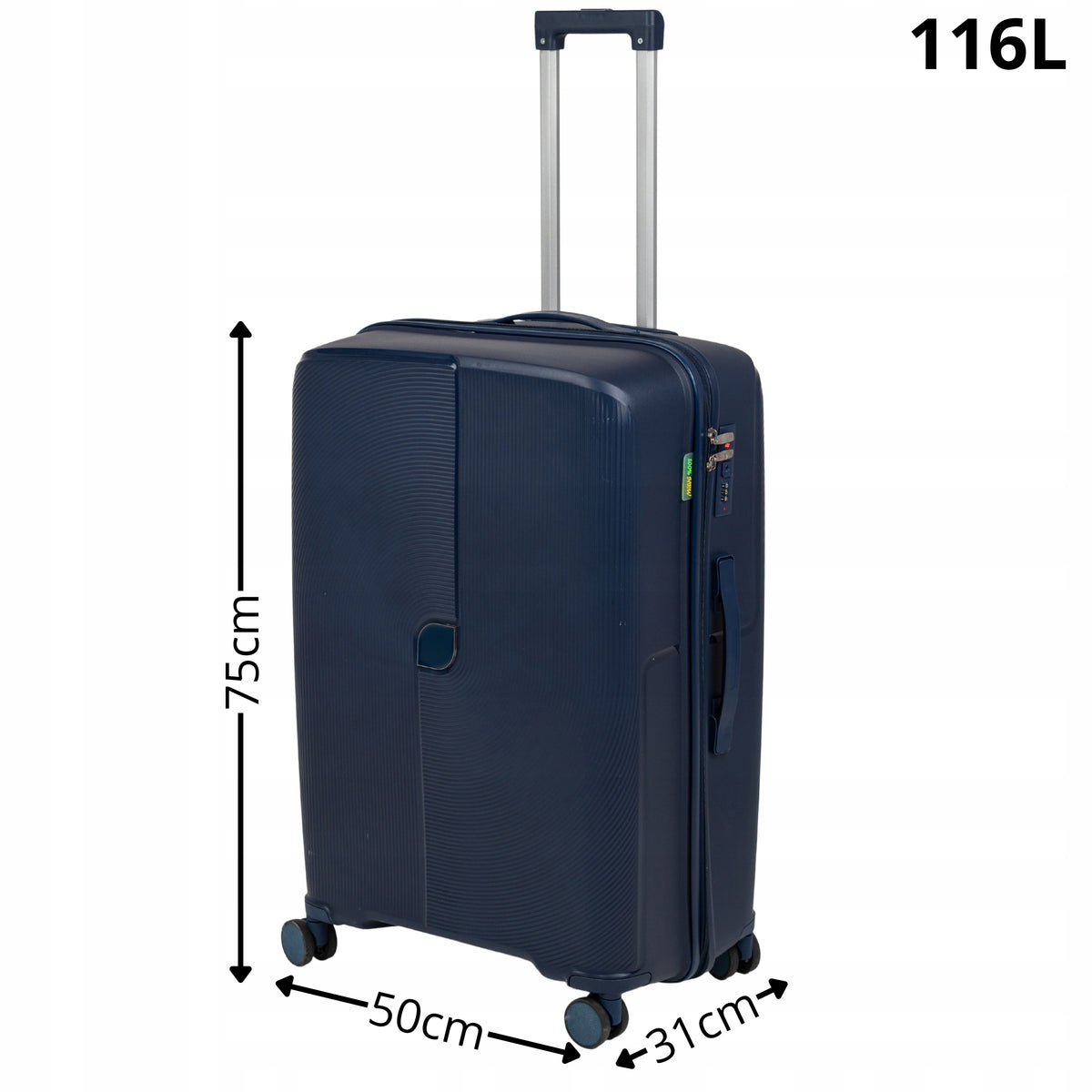 Walizka podróżna ciemnoniebieska duża na kółkach - lekka, wytrzymała i elegancka do samolotu Wowbag 7918 L dark blue