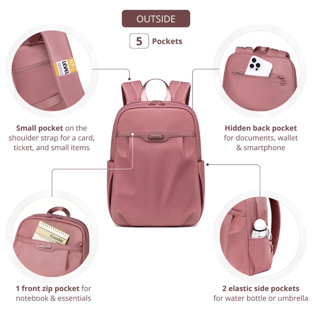 Women's Elegant City Backpack Chantria | Lightweight Water-Resistant | Fits MacBook iPad – Antique Rose
