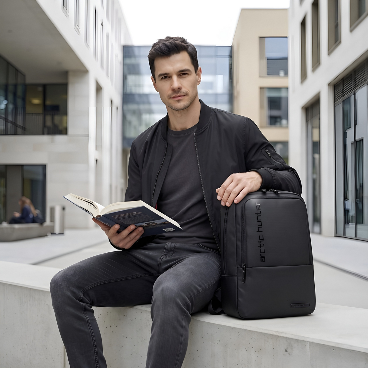 Expandable Laptop Backpack 15.6" Arctic Hunter | Expansion Feature | Work & College – Black