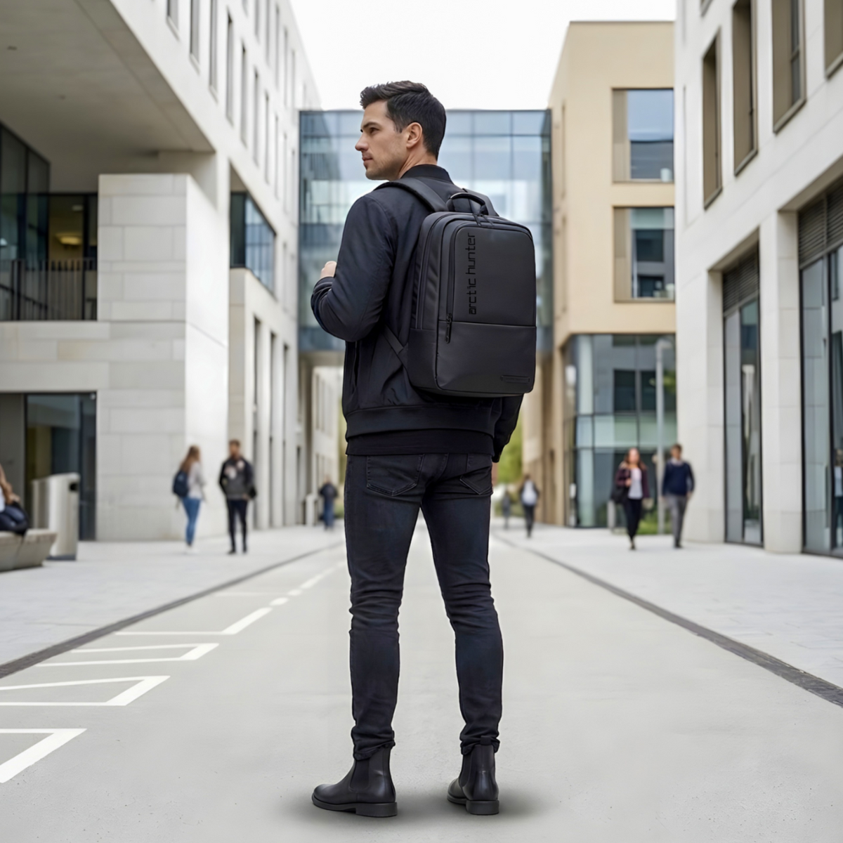 Expandable Laptop Backpack 15.6" Arctic Hunter | Expansion Feature | Work & College – Black