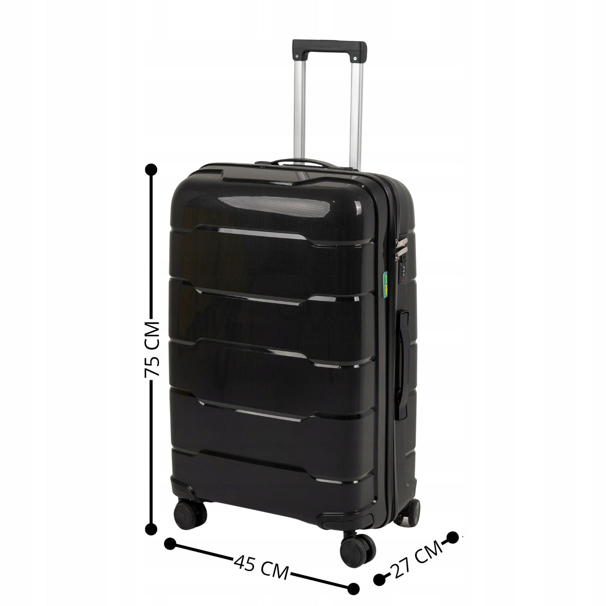 Walizka podróżna duża czarna na kółkach - pojemna, elegancka i wytrzymała do samolotu Wowbag 6910 L black