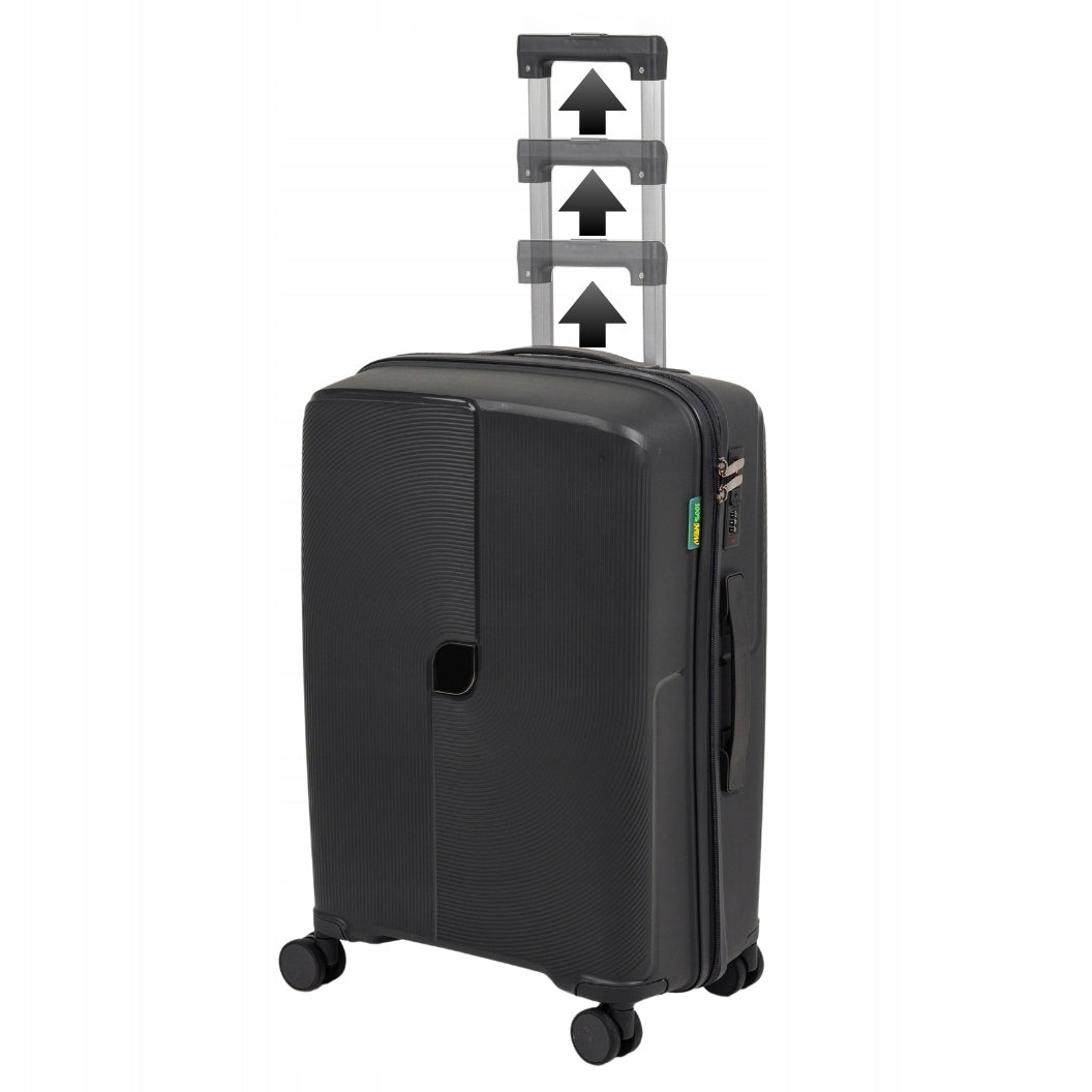 Walizka duża ciemnoszara na kółkach - elegancka, lekka i pojemna walizka podróżna do samolotu Wowbag 7918 L dark grey