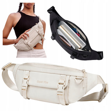 Women's white waist bag, urban waist and shoulder bag, youthful, stylish, waterproof, 3.5 L, Super Five FXB755White