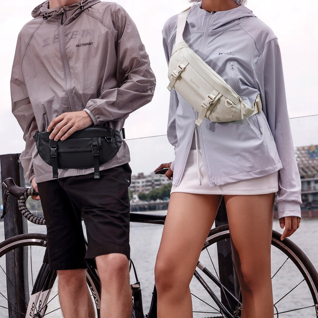 Women's white waist bag, urban waist and shoulder bag, youthful, stylish, waterproof, 3.5 L, Super Five FXB755White