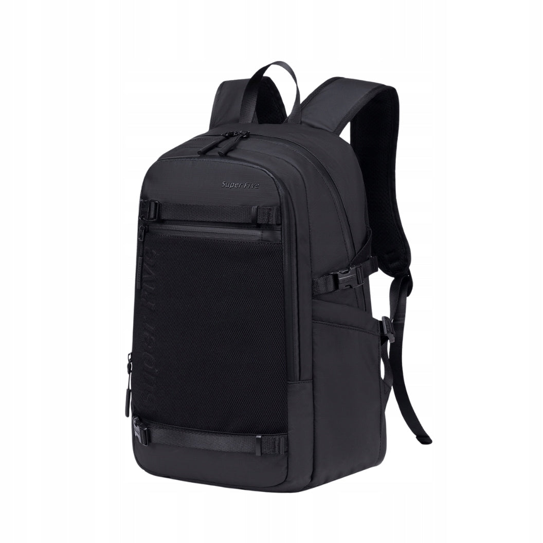 Czarny plecak miejski dla aktywnej młodzieży, 23 l, wodoodporny, na laptopa 15,6", podróżny. SUPER FIVE FB699 Black