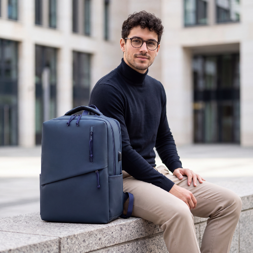 Youth School & College Backpack VIO | Fits 15.6 Laptop A4 | Built-In USB Port | Ryanair & Wizz Air Carry-On For Campus, University & Travel | Water-Resistant – Dark Blue