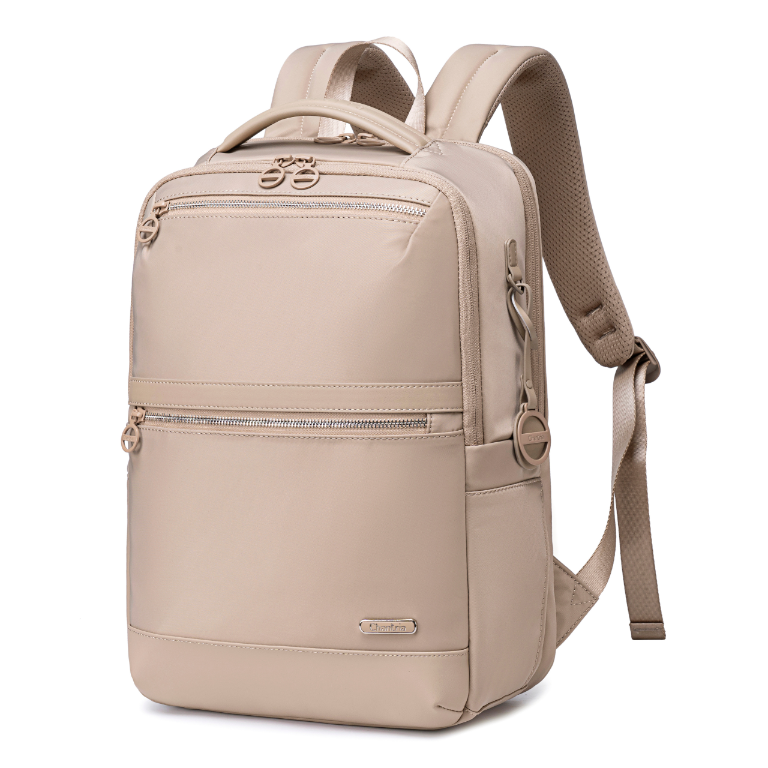 Women's City Backpack Chantria | For College & Work | Fits 15.6 Laptop Books & A4 Folders | Multi-Pocket | Free Carry-On Ryanair Wizzair – Beige