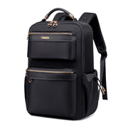 Plecak organizer damski Chantria | 2 komory, 15 kieszeni | Laptop 15.6", iPad, A4 | Pas na walizkę – Czarny
