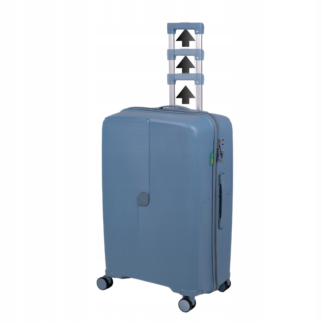 Duża walizka podróżna jasnoniebieska na kółkach - lekka, stylowa i wytrzymała do samolotu Wowbag 7918 L light blue