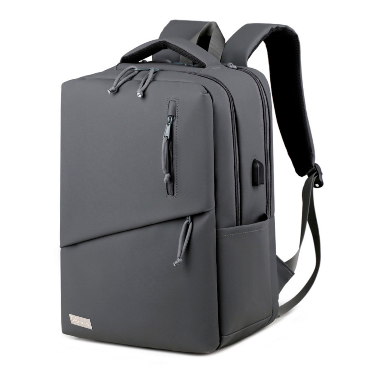 Youth School & College Backpack VIO | Fits 15.6 Laptop A4 | Built-In USB Port | Ryanair & Wizz Air Carry-On For Campus, University & Travel | Water-Resistant – Grey
