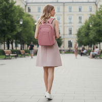 Women's Elegant City Backpack Chantria lightweight | Fits iPad Tablet | Waterproof Nylon – Antique Rose