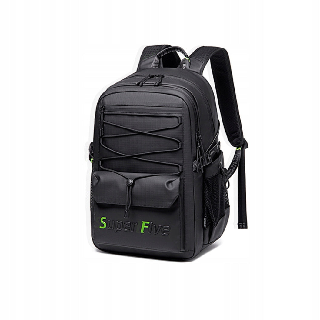 Czarny plecak miejski młodzieżowy, wodoodporny, na laptop 15,6", 23 l - na studia i podróże. SUPER FIVE FB522 Black.
