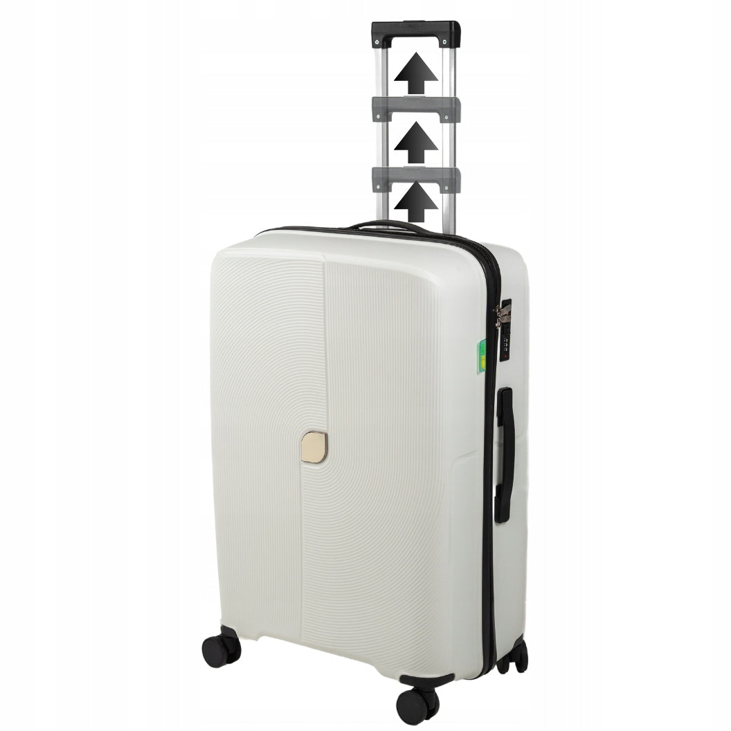 Walizka podróżna duża biała na kółkach - elegancka, lekka i pojemna walizka do samolotu Wowbag 7918 L white