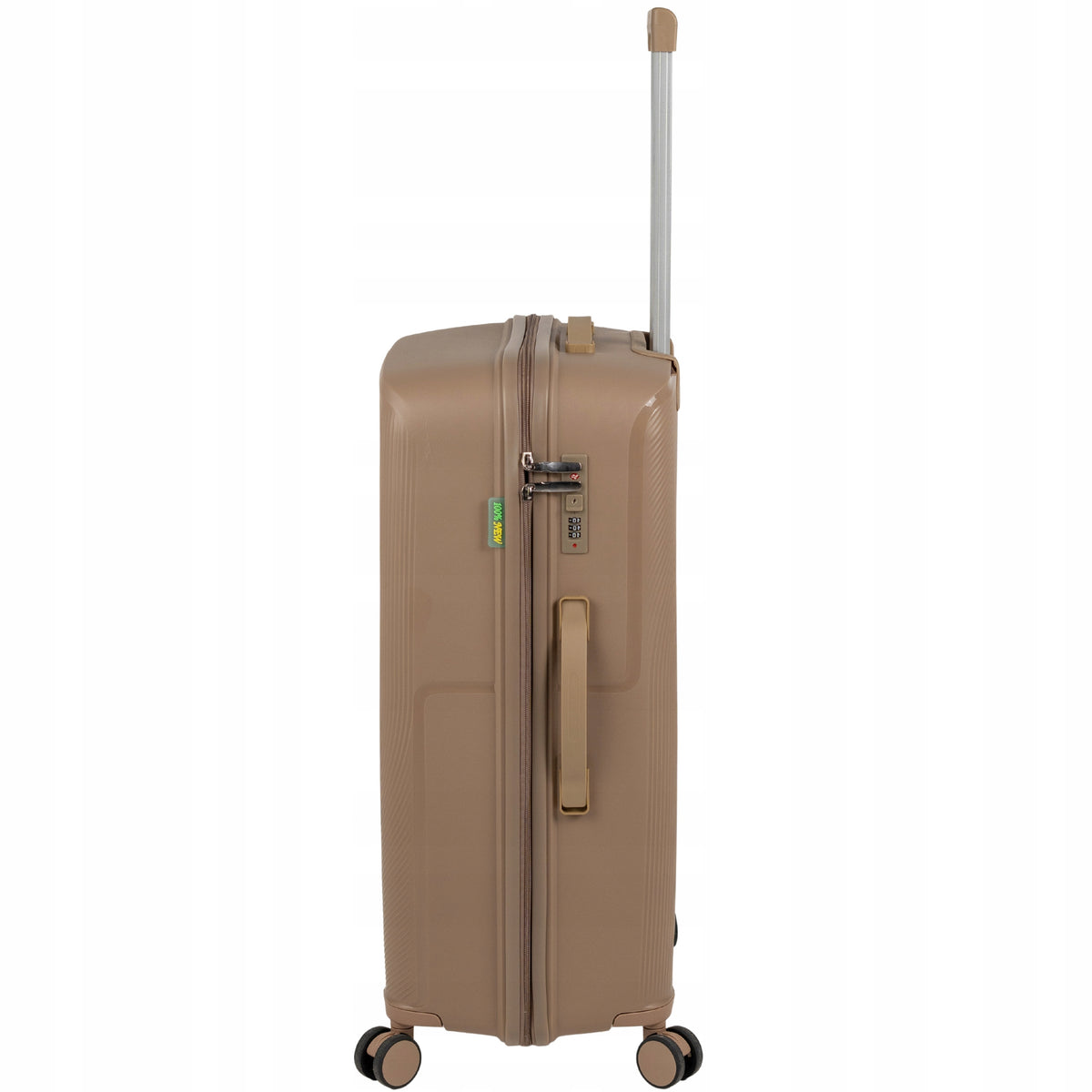 Duża walizka podróżna beżowa na kółkach - lekka, wytrzymała i elegancka walizka do samolotu Wowbag 7918 L champagne