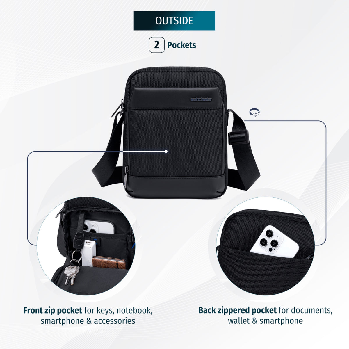 City Shoulder Bag Arctic Hunter | 3.4L Capacity | Water Resistant - Black