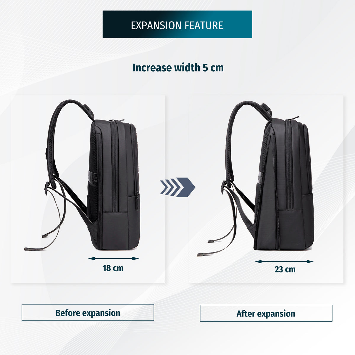 Expandable Laptop Backpack 15.6" Arctic Hunter | Expansion Feature | Work & College – Black
