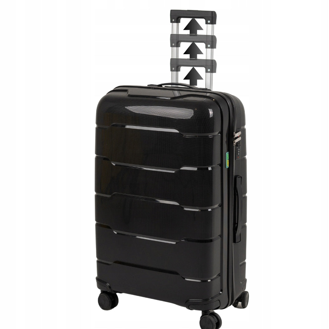 Walizka podróżna duża czarna na kółkach - pojemna, elegancka i wytrzymała do samolotu Wowbag 6910 L black