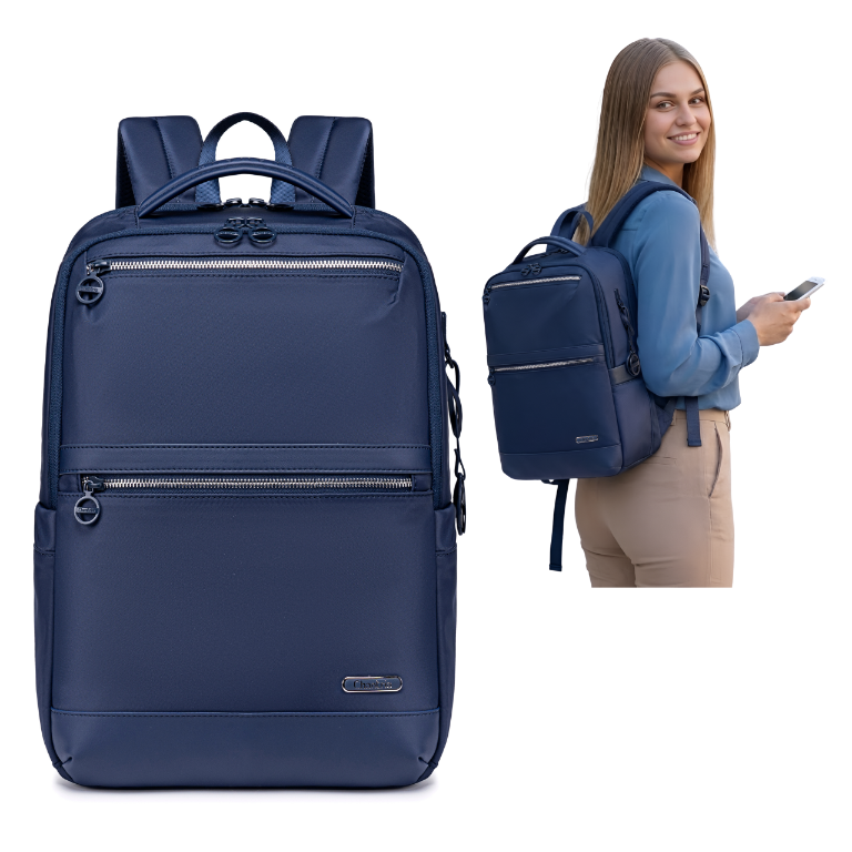 Plecak damski miejski Chantria | Na studia i do pracy | Na laptopa 15.6 książki i teczki A4 | Wiele kieszeni | Bagaż podręczny Ryanair Wizzair – Niebieski