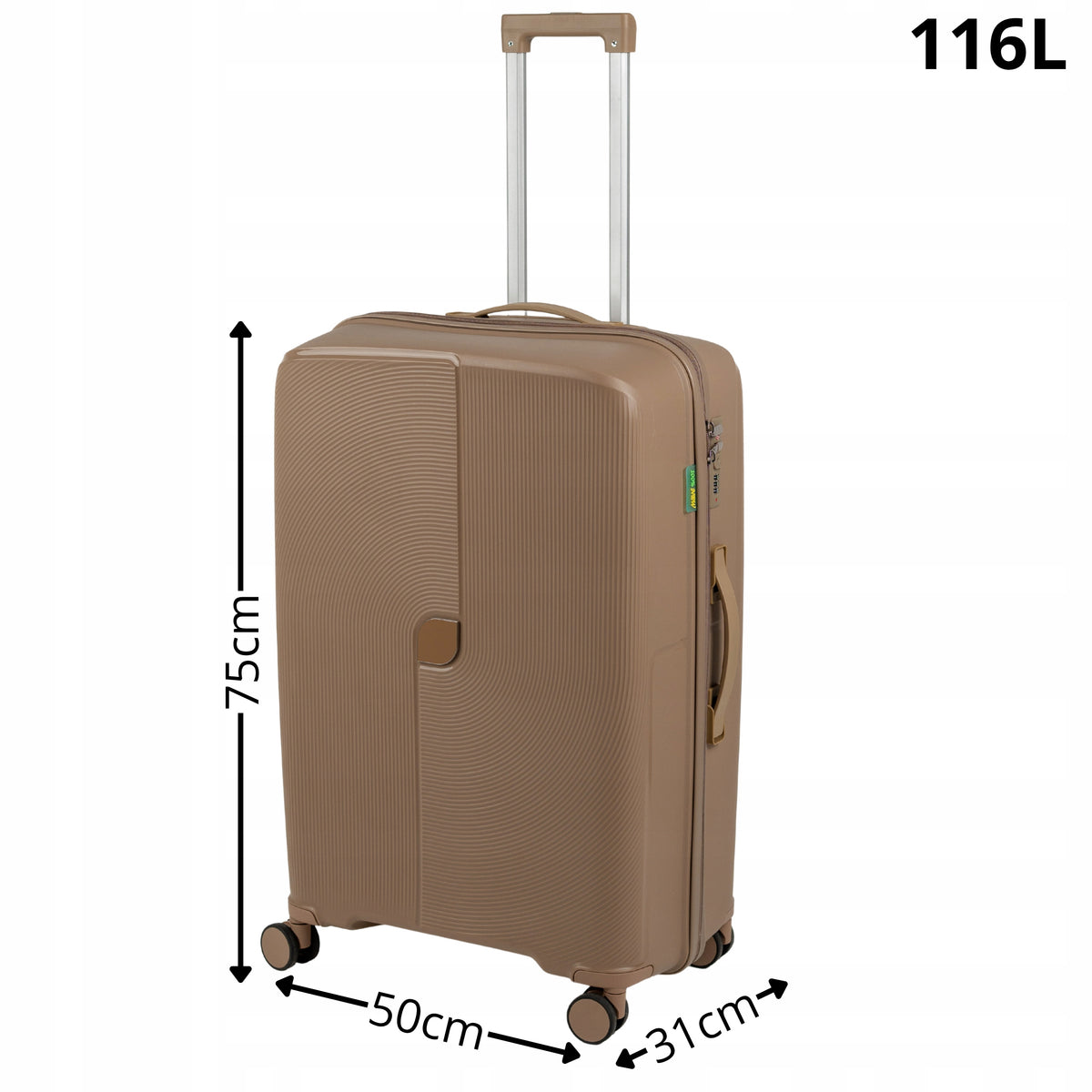 Duża walizka podróżna beżowa na kółkach - lekka, wytrzymała i elegancka walizka do samolotu Wowbag 7918 L champagne