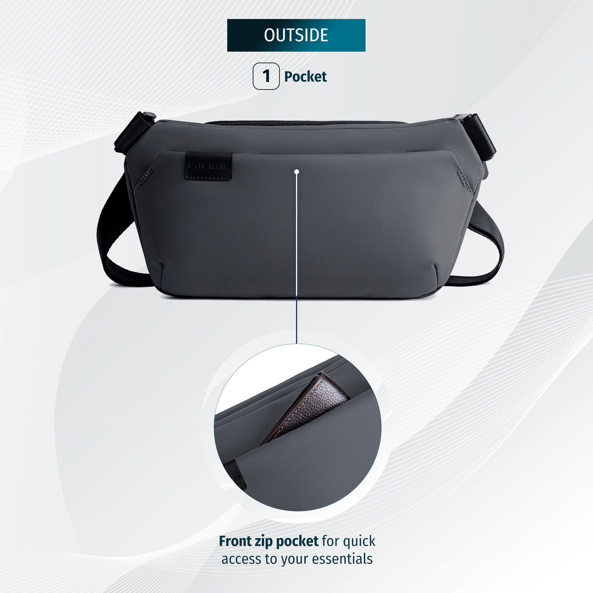 City Crossbody & Waist Bag Arctic Hunter | Phone & Documents | 2-Way Wear – Grey
