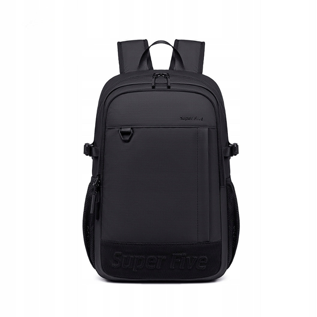 Czarny plecak miejski wodoodporny, 18 l, na laptop 15,6", do pracy, studiów i podróży. SUPER FIVE FB696 Black