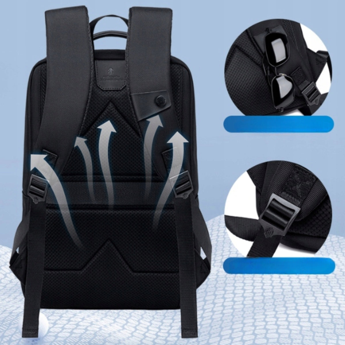 PLECAK POJEMNY 25L DO PRACY DO SPACERU DO PODRÓŻY Z MIEJSCEM NA LAPTOPA B00531 black