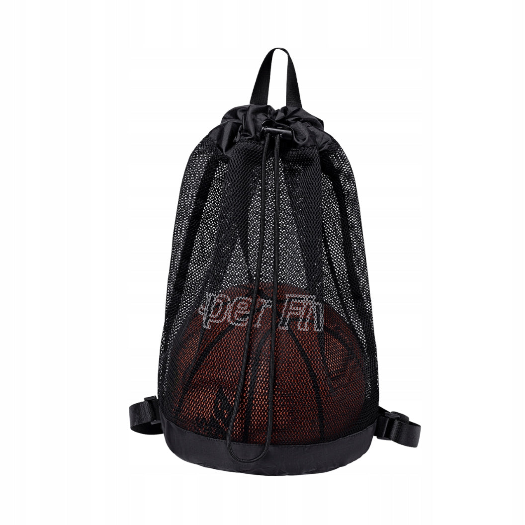 Czarny plecak siatkowy na piłki nożne, koszykowe i siatkowe, 26 l, idealny na treningi i mecze. SUPER FIVE FB760 Black.