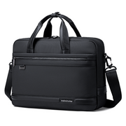 15.6" Laptop Shoulder Bag | Luggage Strap | Water-Resistant | Business Briefcase - Black