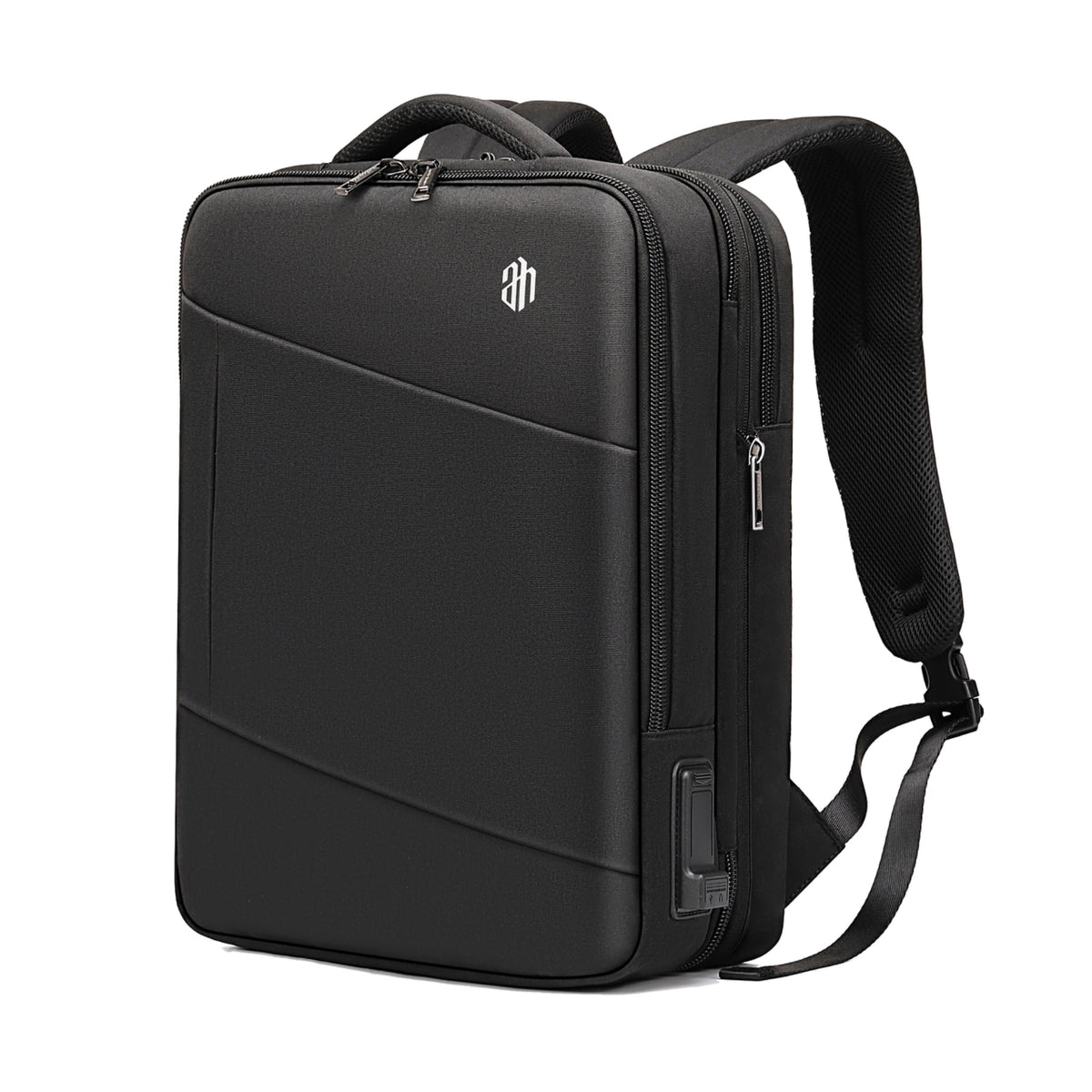 Plecak do samolotu bagaż podręczny Arctic Hunter | Rozszerzany +9cm | Port USB | Laptop 15.6" | Komora 180° – Czarny